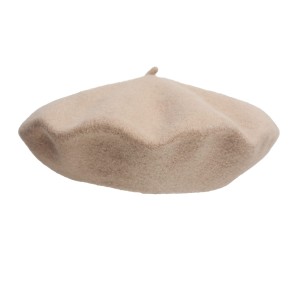 100% Wool beret with antenna -Light beige