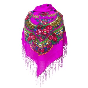 Polish Folk Scarf - Fuxia