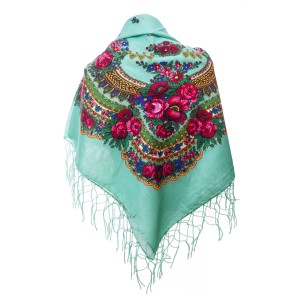 Polish Folk Scarf - Mint