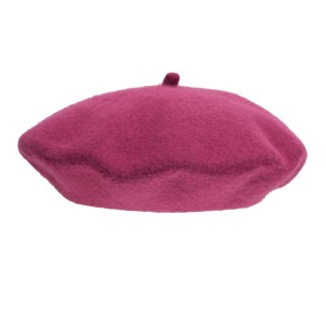 100% Wool beret with antenna - Raspberry
