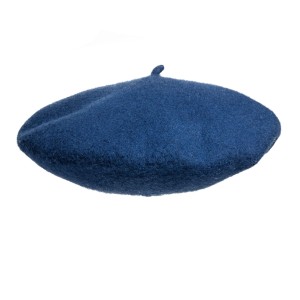 100% Wool beret with antenna - Navy blue