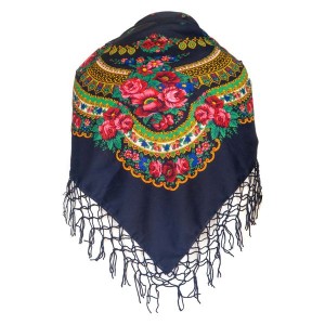 Polish Folk Scarf - Navy