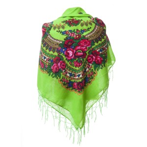 Polish Folk Scarf - Light strong green