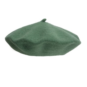 100% Wool beret with antenna - Green