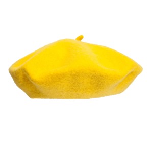 100% Wool beret with antenna - Yellow