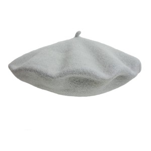 100% Wool beret with antenna - Light grey