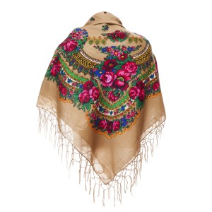 Polish Folk Scarf - Coffe with milk