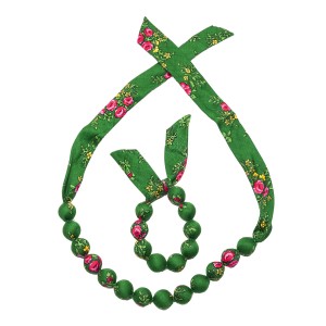 Set folk handame  bracelet and necklace - Green