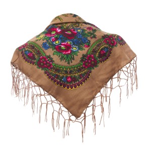 Polish Folk Scarf - Coffe with milk