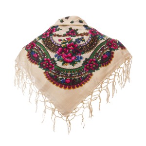 Polish Folk Scarf - Ecru