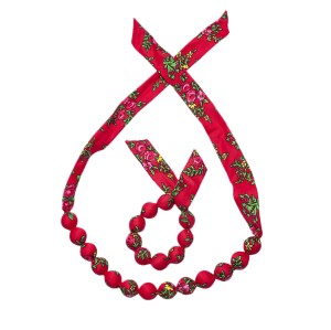 Set folk handame  bracelet and necklace - Red