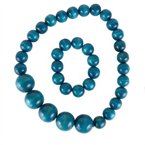 Set wooden handmade corals and necklace - Turquoise