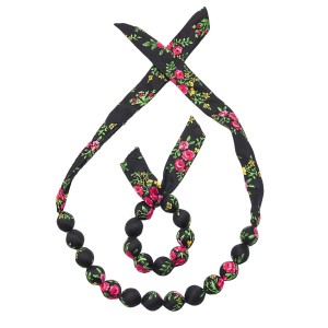 Set folk handame  bracelet and necklace - Black