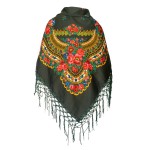 Polish Folk Scarf - Bottle Green