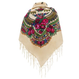 Polish Folk Scarf - Ecru