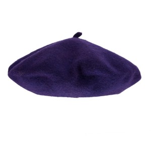 100% Wool beret with antenna - Dark purple