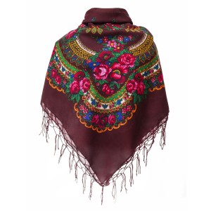 Polish Folk Scarf - Bordeaux