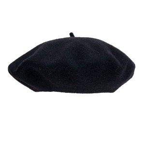 100% Wool beret with antenna - Black